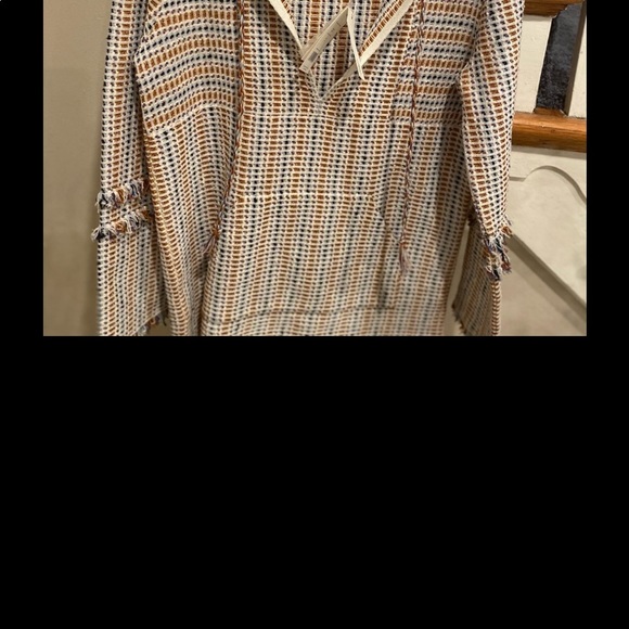 ⭐️⭐️⭐️⭐️⭐️Tory Burch Hollis Baja fringe trim metallic tunic - Picture 7 of 8